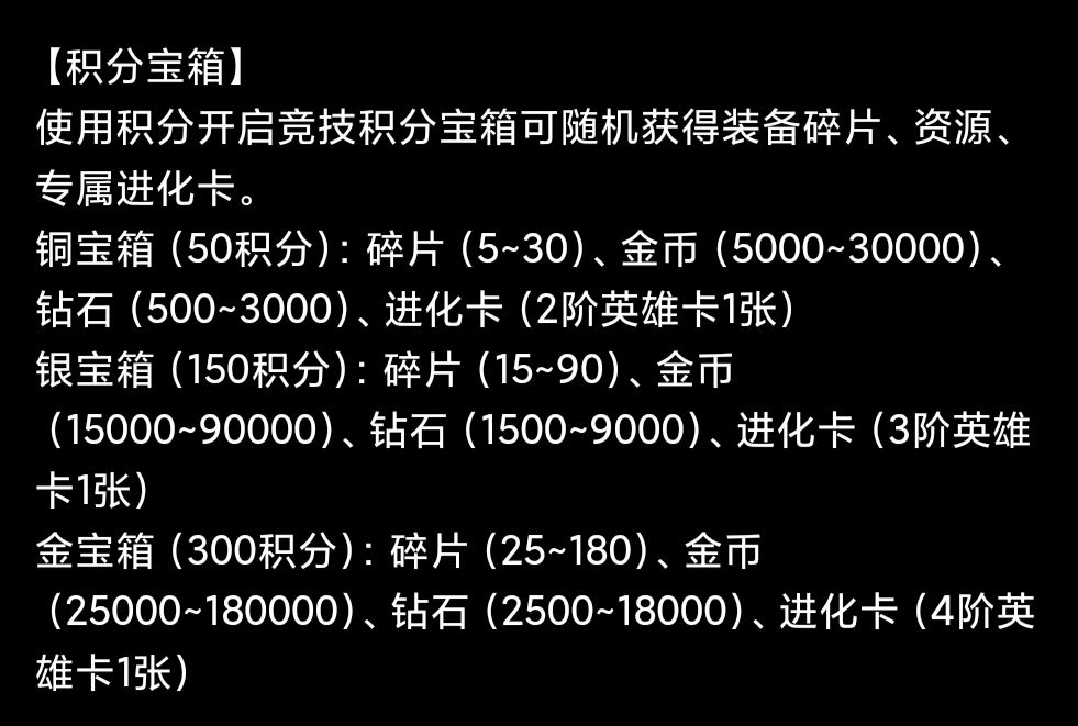 競技積分寶箱界面