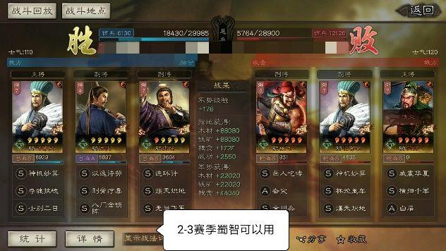 S2/S3西蜀之智陣容示意圖
