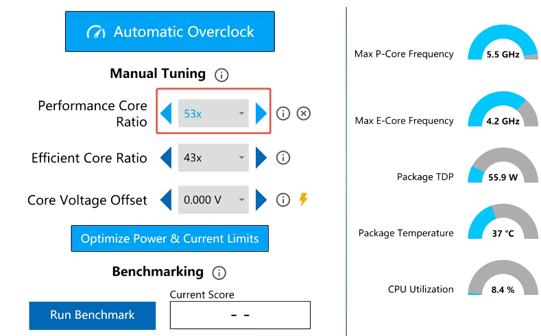 英特爾XTU界面示意圖