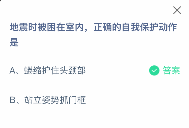 地震自救姿勢示意圖