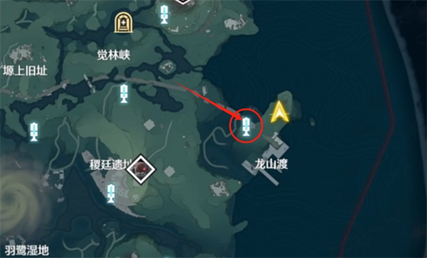 龍山渡燈塔位置示意圖