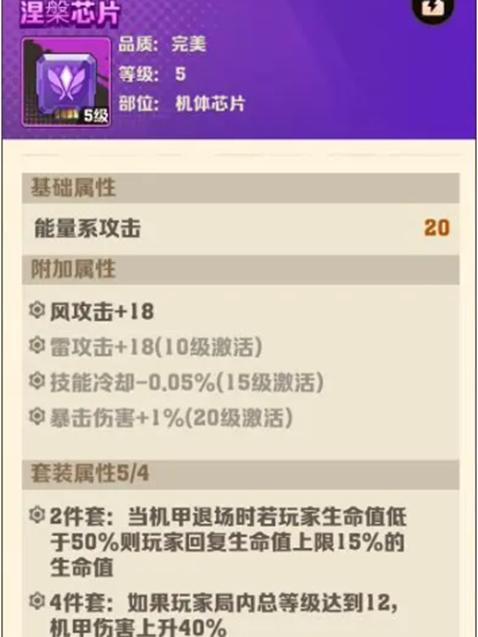 涅槃芯片套裝屬性