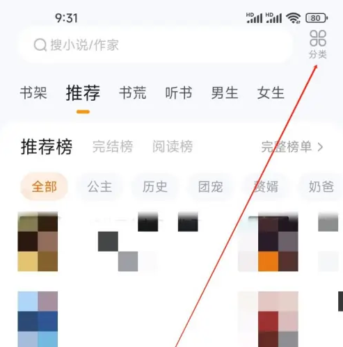 分類篩選界面示意圖