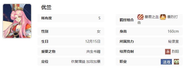 永夜降臨復(fù)蘇優(yōu)蘭有哪些技能,詳細(xì)介紹一下?