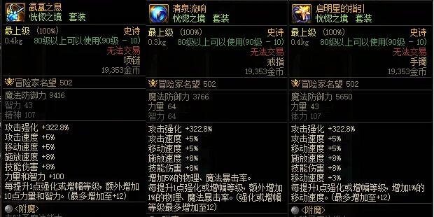 恍惚套裝備示意圖