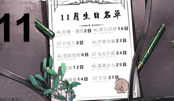 十一月角色生日