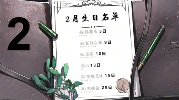 二月角色生日