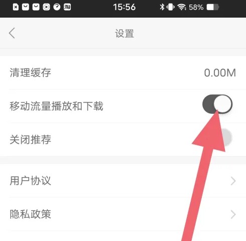開啟移動流量開關