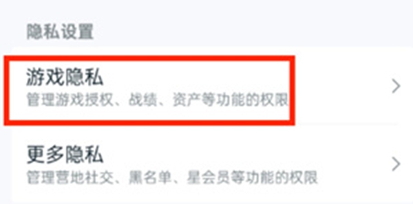 進入游戲隱私設置