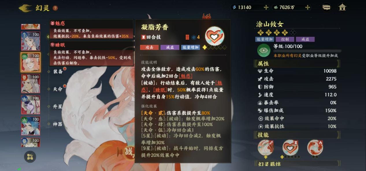 涂山攸女養成示意圖