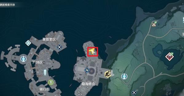 隱海修會上方位置示意圖