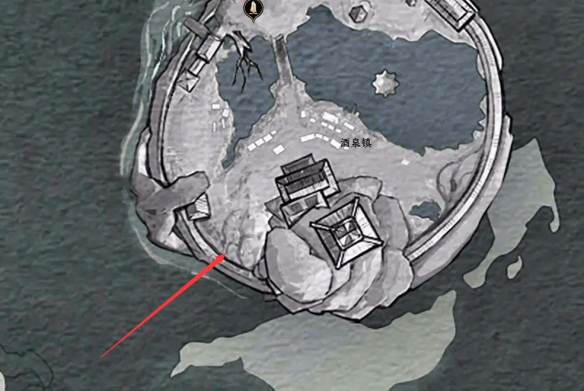 酒泉鎮左下角流霞引位置示意圖