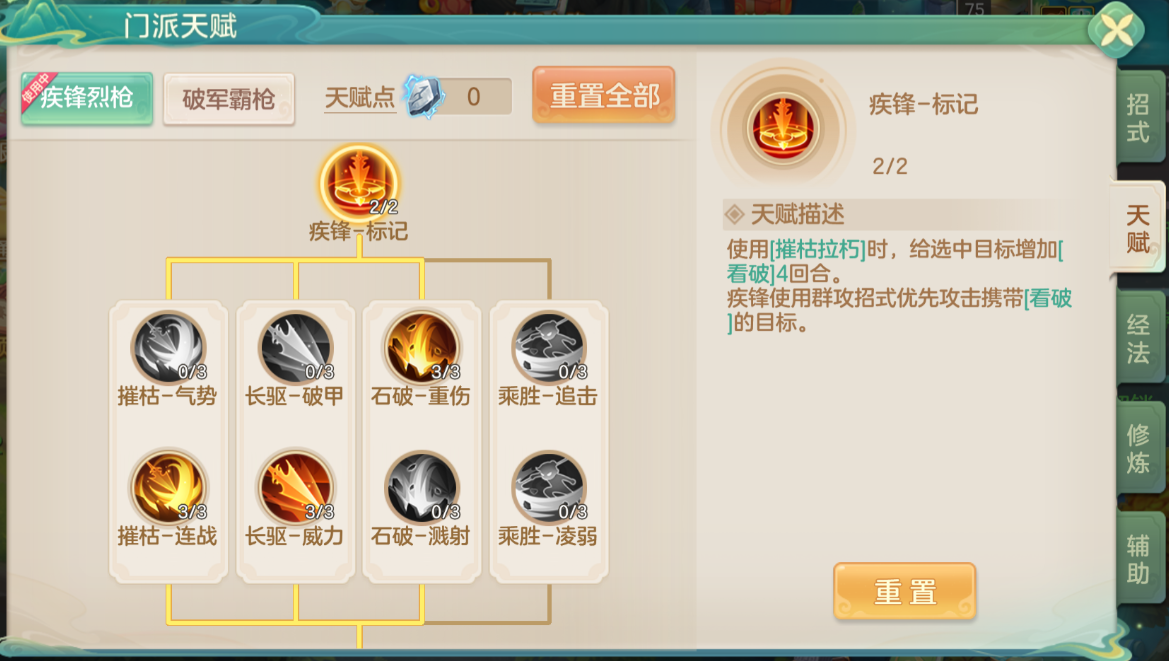 核心天賦配置示意圖