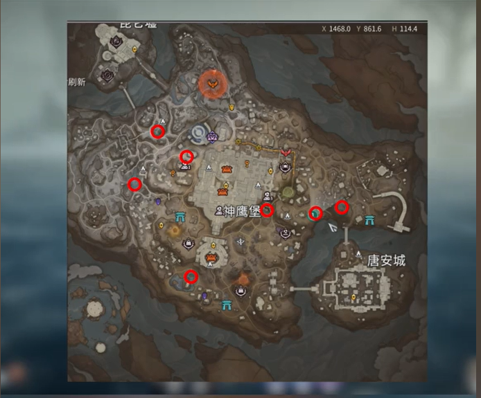 篝火位置示意圖