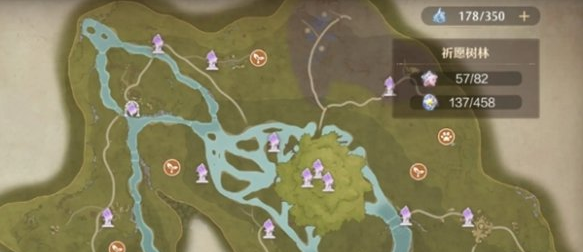 祈愿森林日光樹分布示意圖