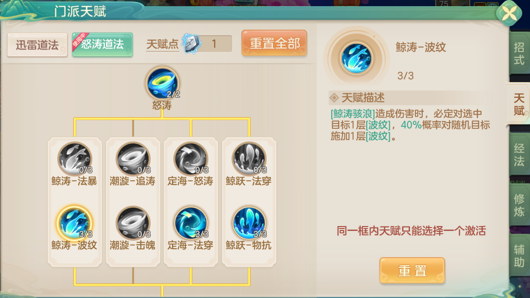 固傷波紋流天賦示意圖