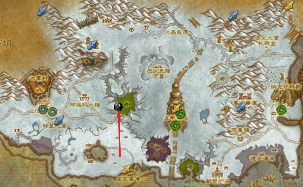 龍骨荒野-紅玉巨龍圣地鉆探機位置