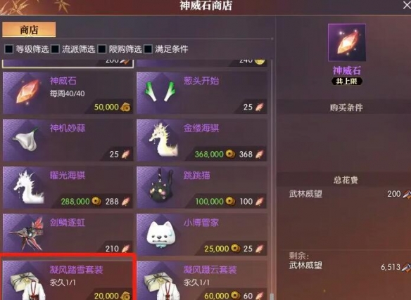神威石商店界面示意圖