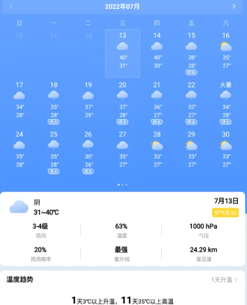 圖2：10日天氣界面